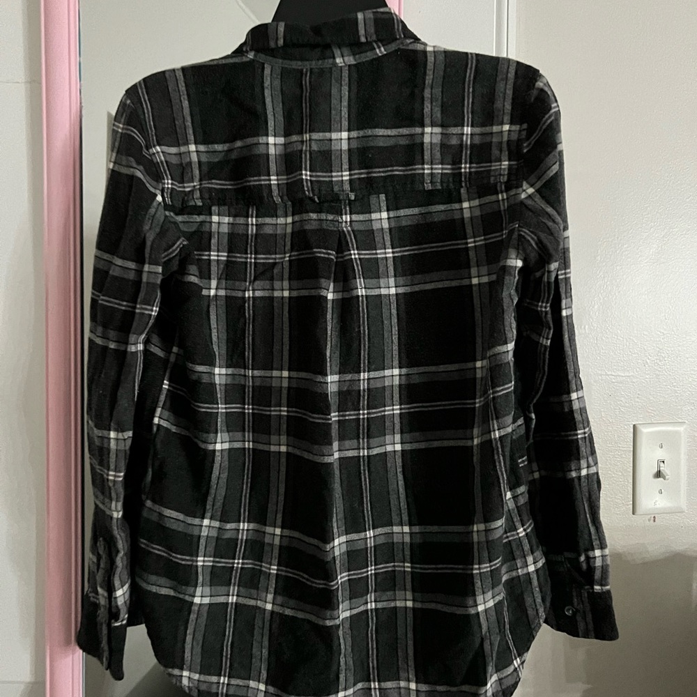 Black plaid button down shirt